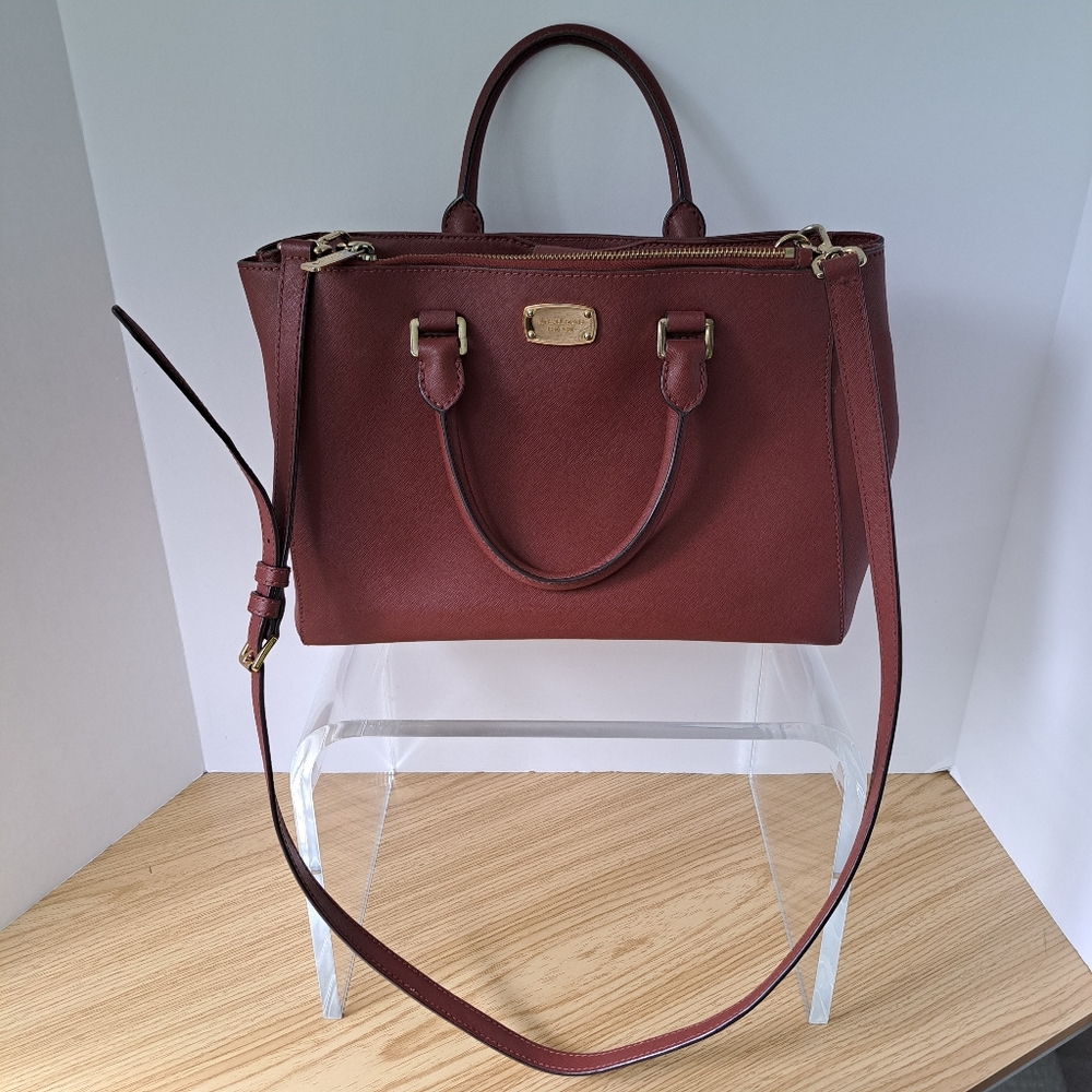 Michael Kors LIKE NEW Kellen Saffiano Leather Handbag (Merlot)